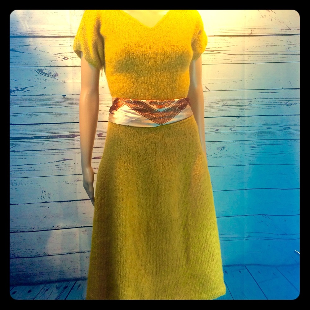 1970s Handmade Vintage Knitted Sweater Dress